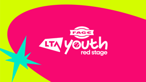 Colourful design with the FAGE LTA Youth Red stage logo
